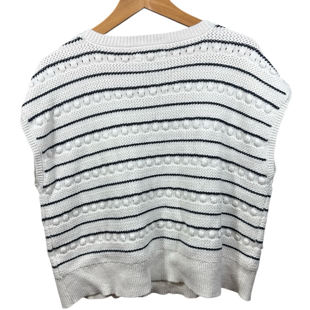 Lucky Brand Sleeveless Striped Poof Sweater Vest - Picture 2 of 5